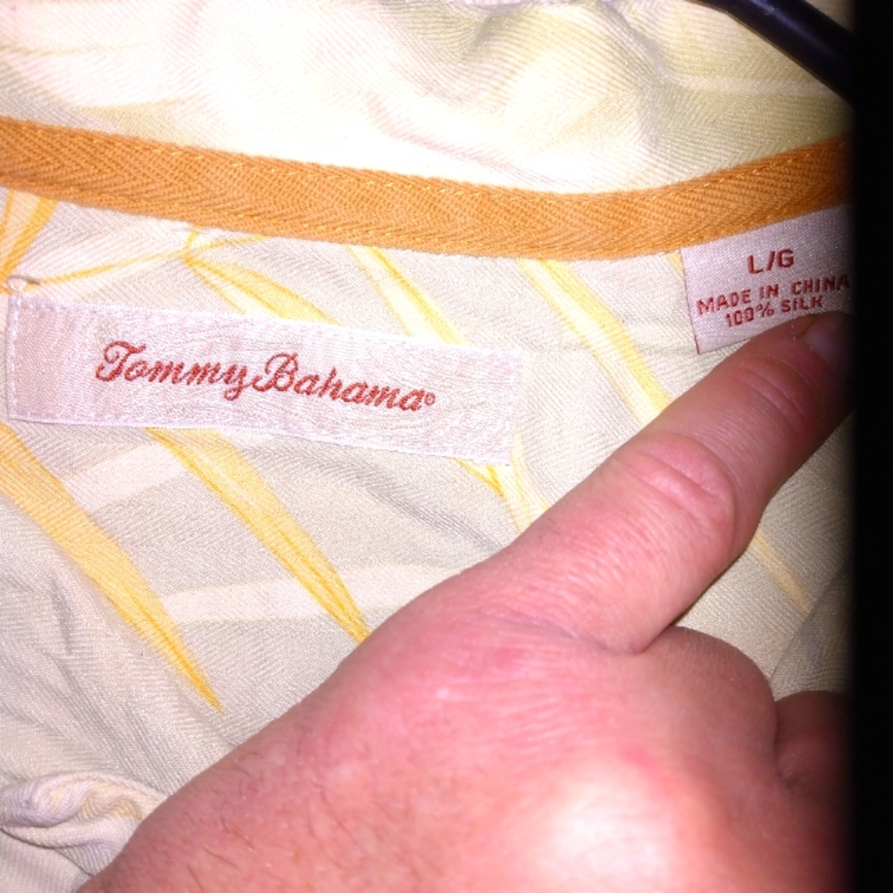 Men's size L, Tommy Bahama silk shirt.